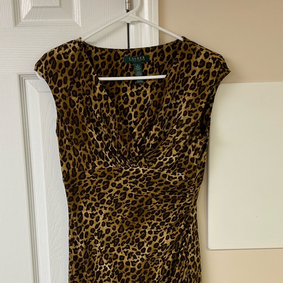 Lauren Ralph Lauren Leopard Print Faux Wrap Dress - Picture 2 of 5